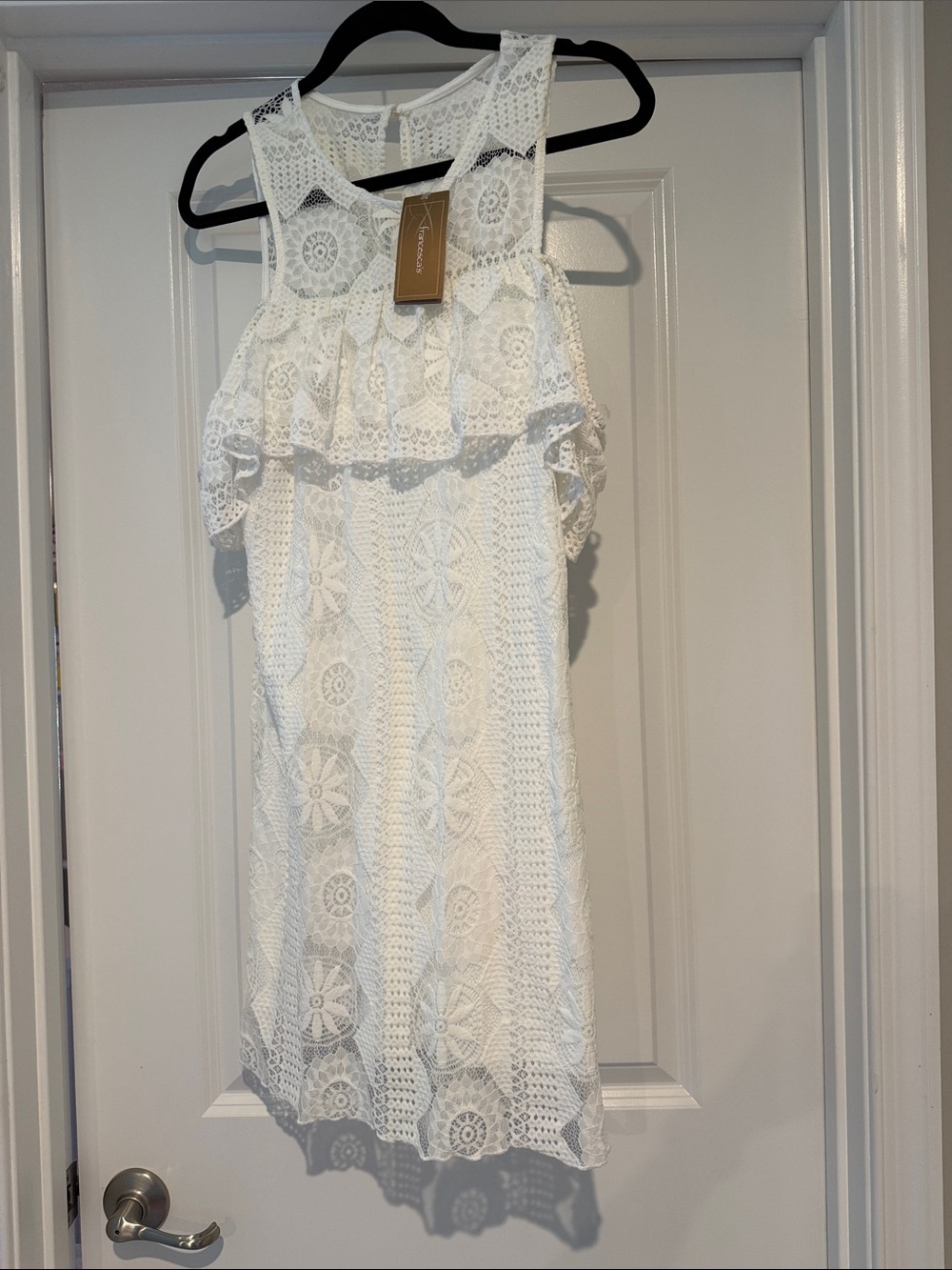 Francesca's Collections White Crochet Midi Dress